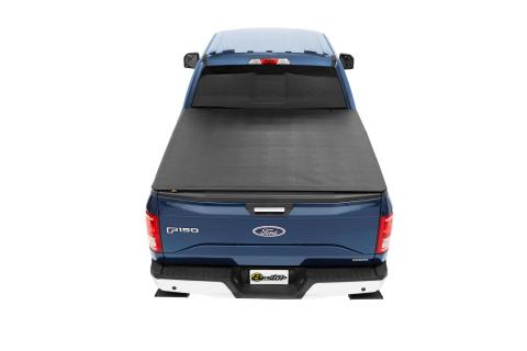 Soft Tri-Fold Tonneau Cover EZ-Fold For Ford 2004-2024 F-150 Exc.'04 Heritage 6.5 Foot Black Tailgate Spoiler Not Included Bestop