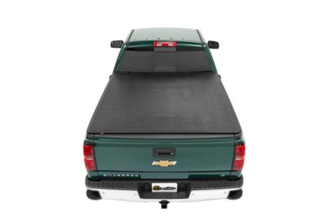 Soft Tri-Fold Tonneau Cover EZ-Fold For 2019-2024 Silverado/Sierra 1500 Exc.19 Classic 6.5 Foot Black Tailgate Spoiler Not Included Bestop